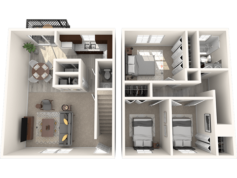 Floor plan for 3 beds, 1.5 baths, 1092 sqft